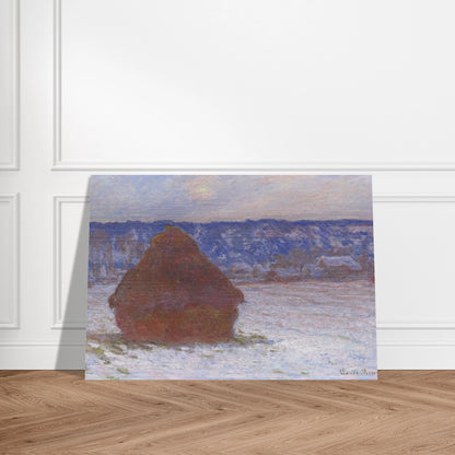 Stack of Wheat Snow Effect, Overcast Day - claude monet Brushed Aluminum Print - 70x100 cm / 28x40 inches | claude monet Aluminum Print | claude monet Prints