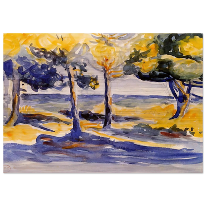 Trees by the Sea - Henri-Edmond Cross Brushed Aluminum Print - 70x100 cm / 28x40 inches | Henri-Edmond Cross Aluminum Print | Henri-Edmond Cross Prints