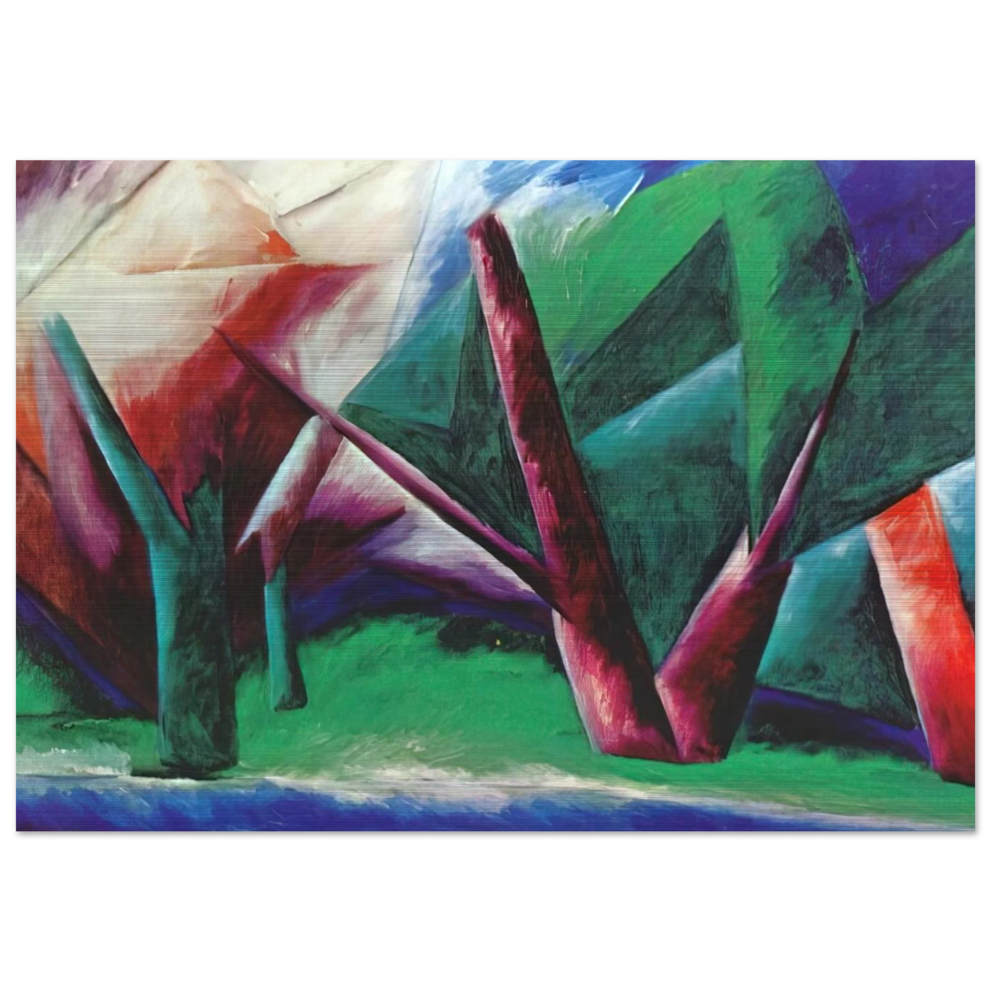 Forest Red-green - 1914 - Natalia Goncharova Brushed Aluminum Print - 70x100 cm / 28x40 inches | Natalia Goncharova Aluminum Print | Natalia Goncharova Prints