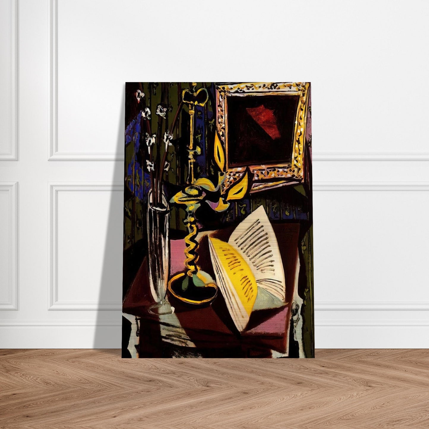 Still life with candlestick - 1937 - Pablo Picasso Brushed Aluminum Print - 70x100 cm / 28x40 inches | Pablo Picasso Aluminum Print | Pablo Picasso Prints