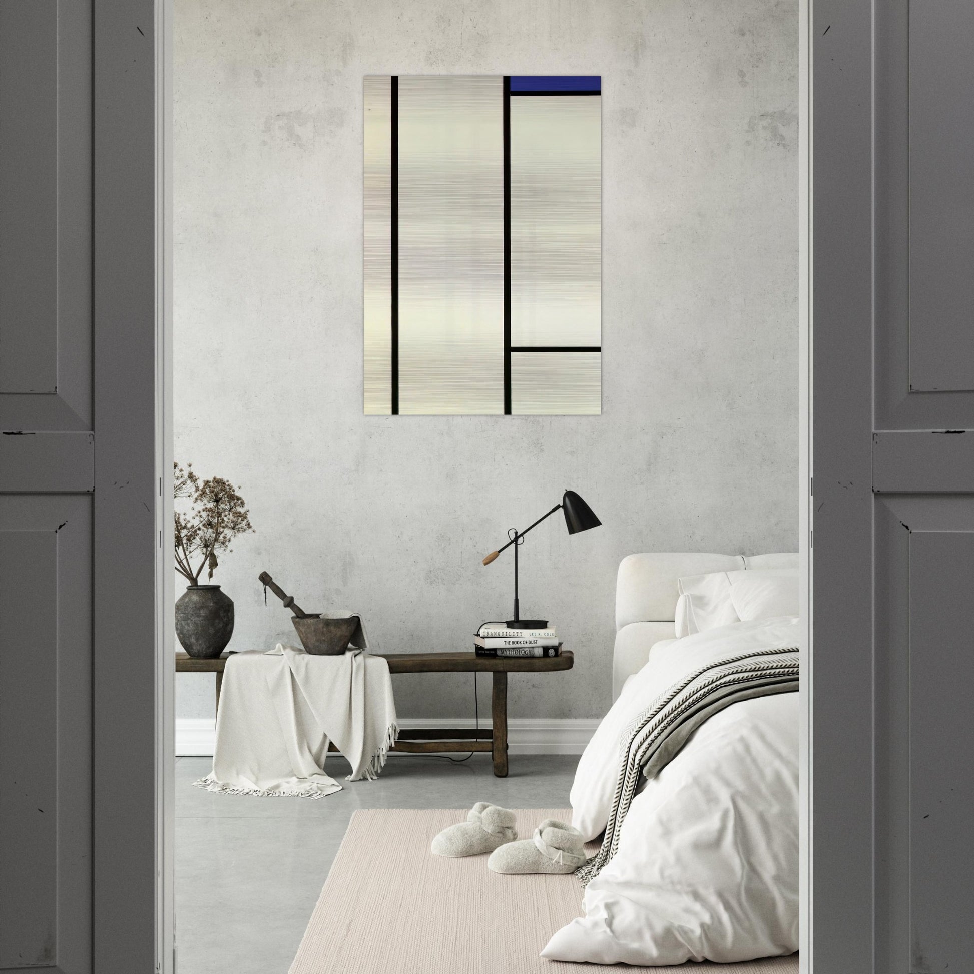 Vertical Composition with Blue and White - Piet Mondrian Brushed Aluminum Print - 70x100 cm / 28x40 inches | Piet Mondrian Aluminum Print | Piet Mondrian Prints