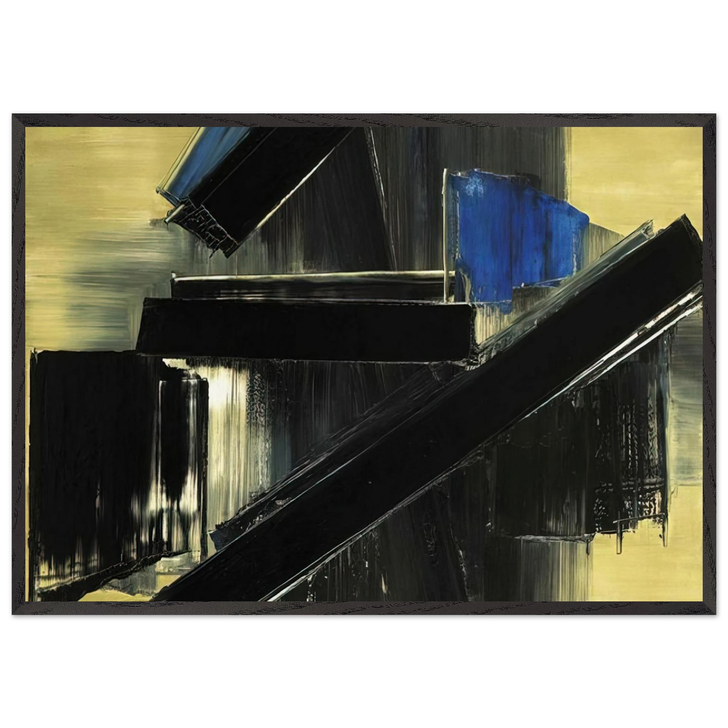 Peinture 21 Juillet 1958 - 1958 - Pierre Soulages 70x100 cm / 28x40 inches Framed Art Print – Black Wooden Frame