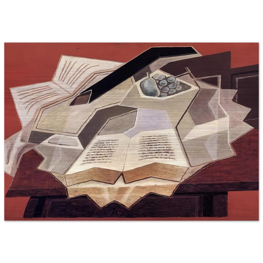 THE OPEN BOOK 1925 1 - Juan Gris Brushed Aluminum Print - 70x100 cm / 28x40 inches | Juan Gris Aluminum Print | Juan Gris Prints