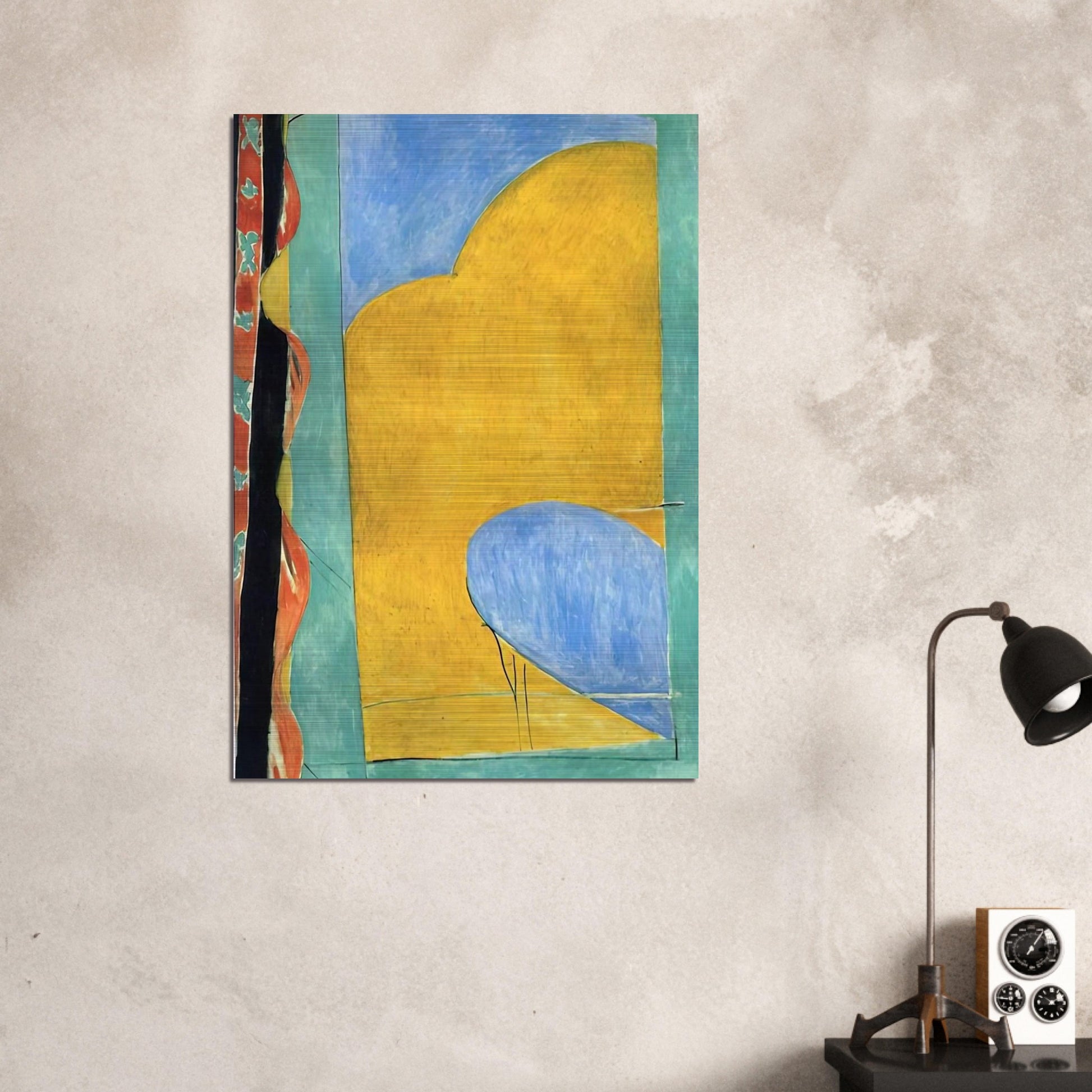 THE YELLOW CURTAIN - Henri Matisse Brushed Aluminum Print - 70x100 cm / 28x40 inches | Henri Matisse Aluminum Print | Henri Matisse Prints
