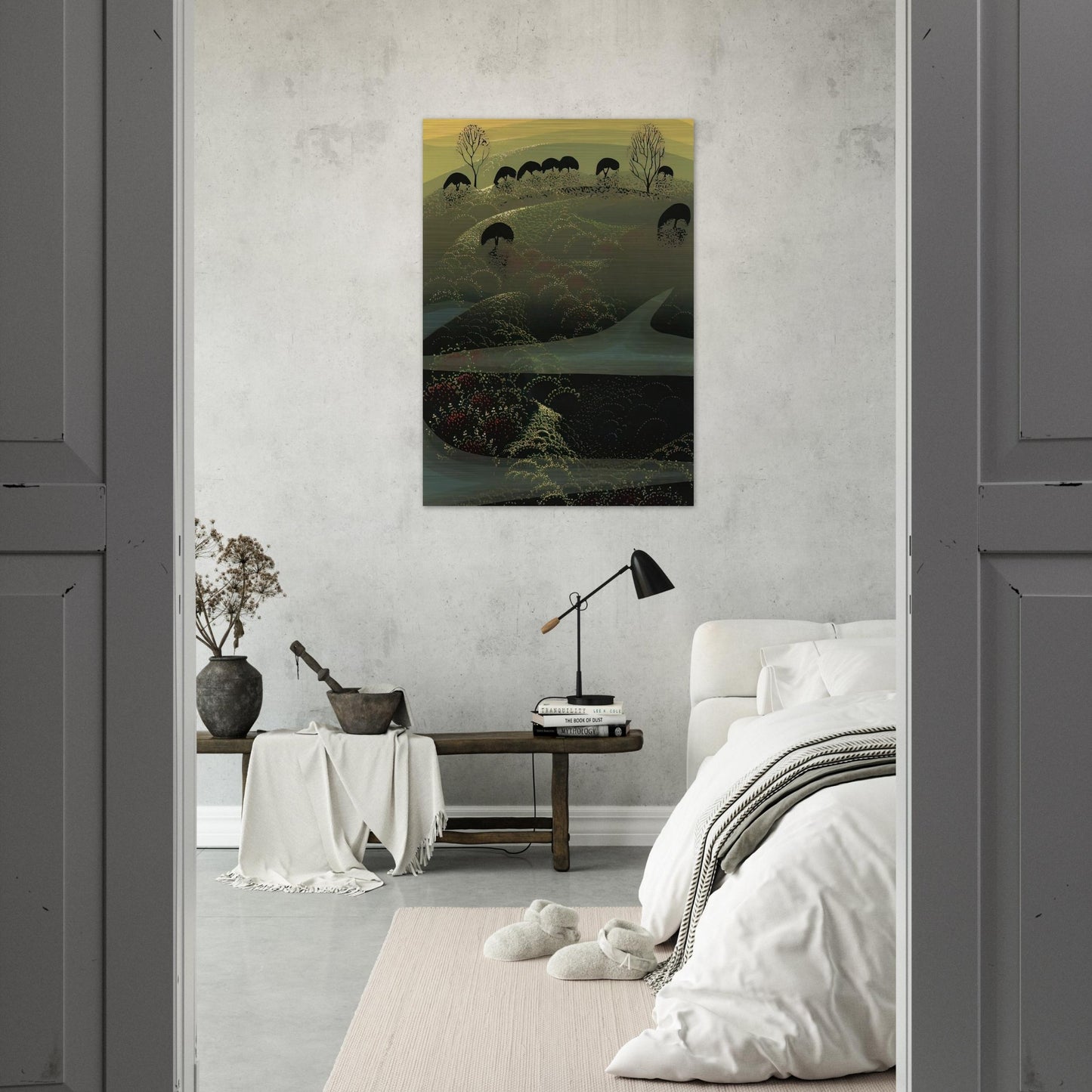 California Miniature - Eyvind Earle Brushed Aluminum Print - 70x100 cm / 28x40 inches | Eyvind Earle Aluminum Print | Eyvind Earle Prints