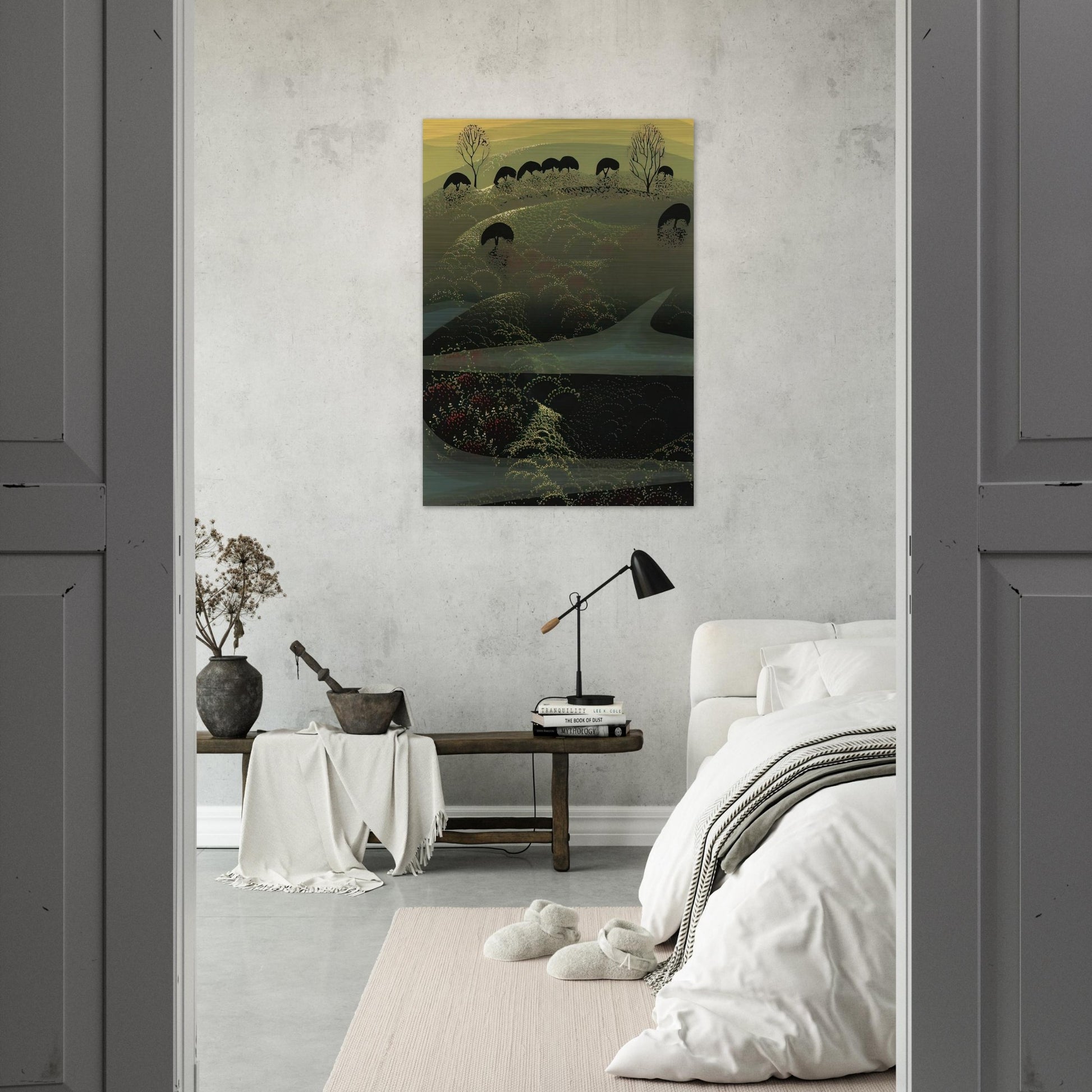 California Miniature - Eyvind Earle Brushed Aluminum Print - 70x100 cm / 28x40 inches | Eyvind Earle Aluminum Print | Eyvind Earle Prints