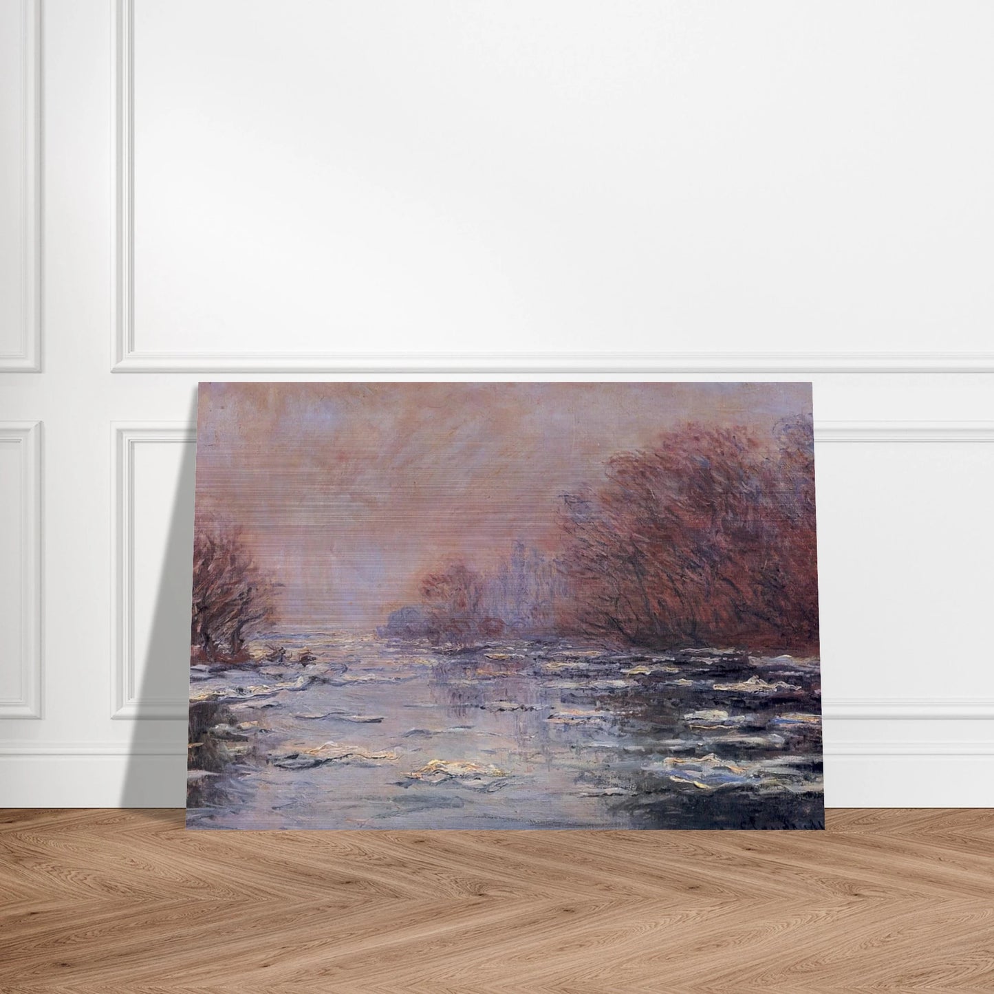 River Thawing near Vetheuil - claude monet Brushed Aluminum Print - 70x100 cm / 28x40 inches | claude monet Aluminum Print | claude monet Prints