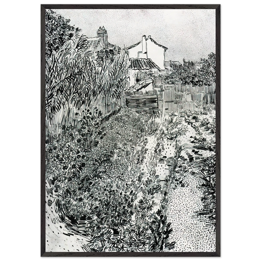 The Garden with Flowers - Vincent van Gogh 70x100 cm / 28x40 inches Framed Art Print – Black Wooden Frame
