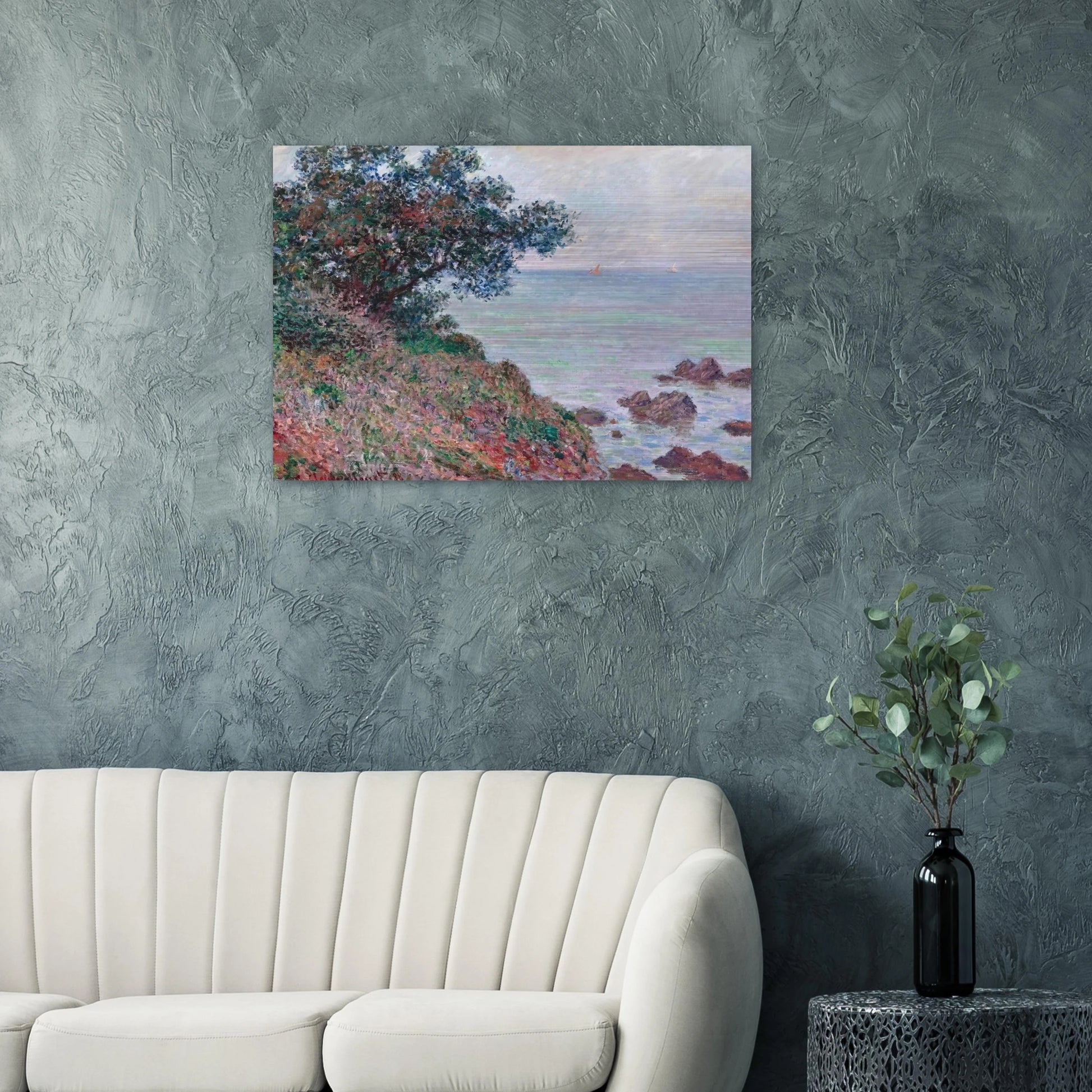 Mediteranian Coast, Grey Day - claude monet Brushed Aluminum Print - 70x100 cm / 28x40 inches | claude monet Aluminum Print | claude monet Prints
