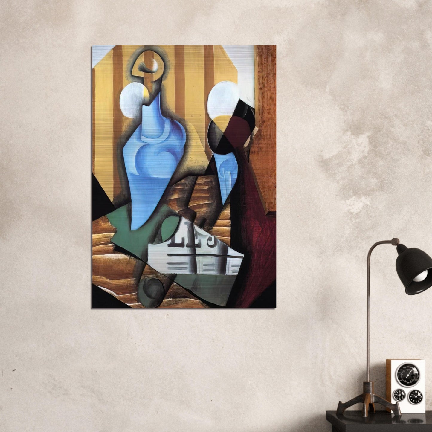 STILL LIFE WITH BOTTLE AND GLASS 1914 - Juan Gris Brushed Aluminum Print - 70x100 cm / 28x40 inches | Juan Gris Aluminum Print | Juan Gris Prints