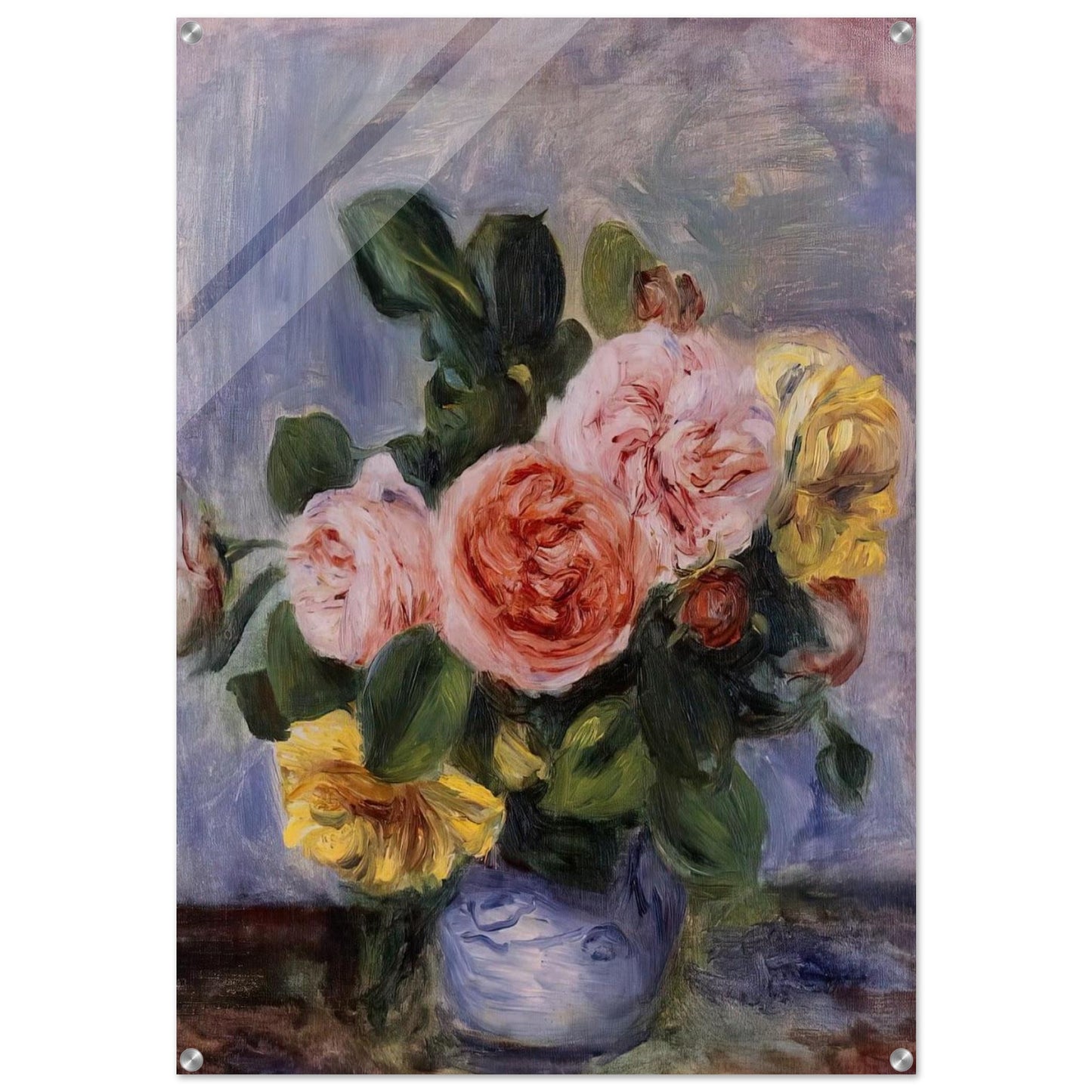 Roses in a Vase - Pierre-Auguste Renoir Acrylic Print - 70x100 cm / 28x40″ inches