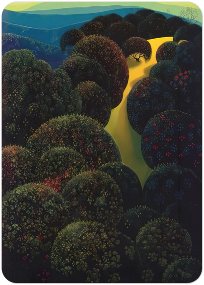 Hidden Pasture By Eyvind Earle Pack of 10 Post Cards | Eyvind Earle Post Cards | A6 (10.5 x 14.8 cm) - 4.1 x 5.8 inches