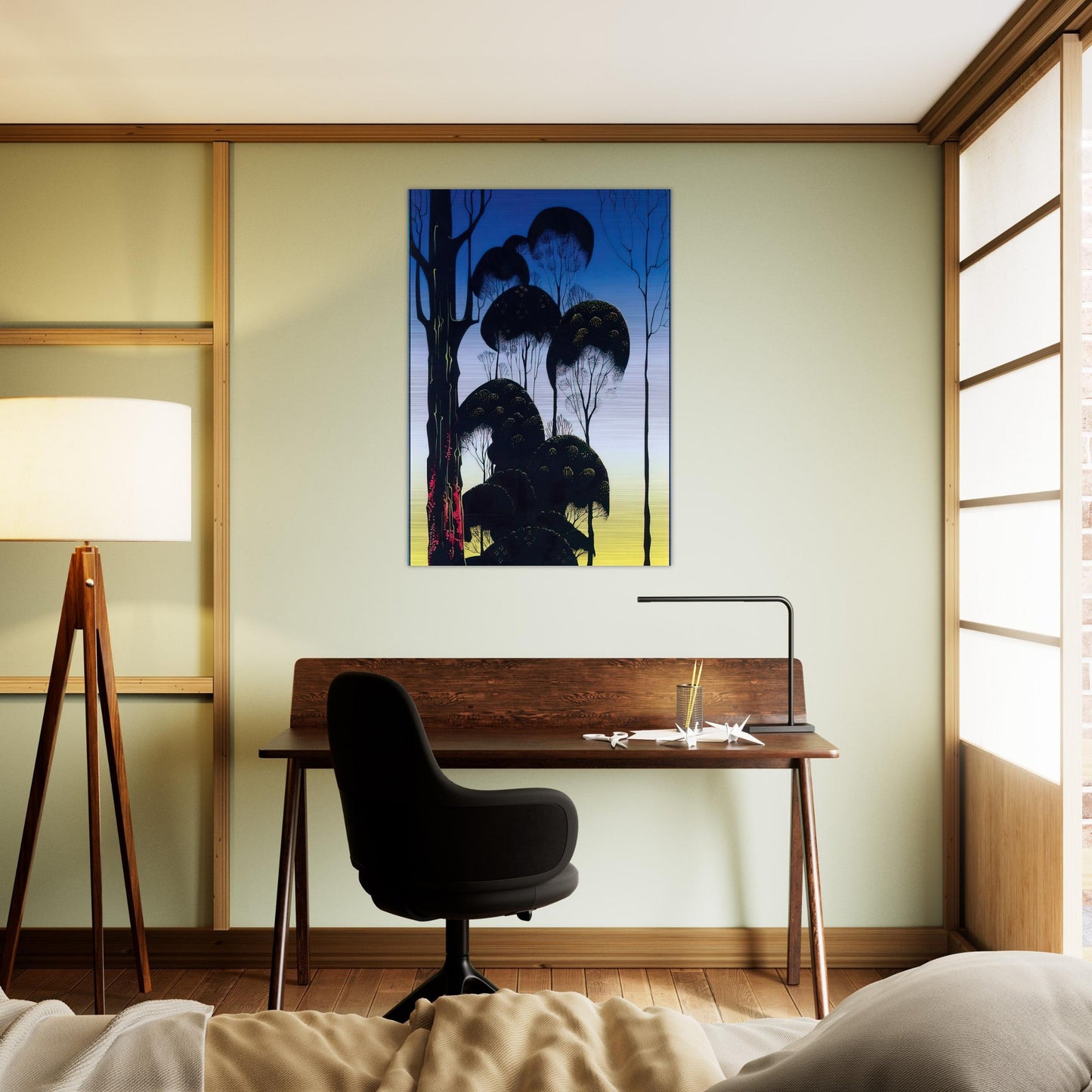 Sunrise - Eyvind Earle Brushed Aluminum Print - 70x100 cm / 28x40 inches | Eyvind Earle Aluminum Print | Eyvind Earle Prints