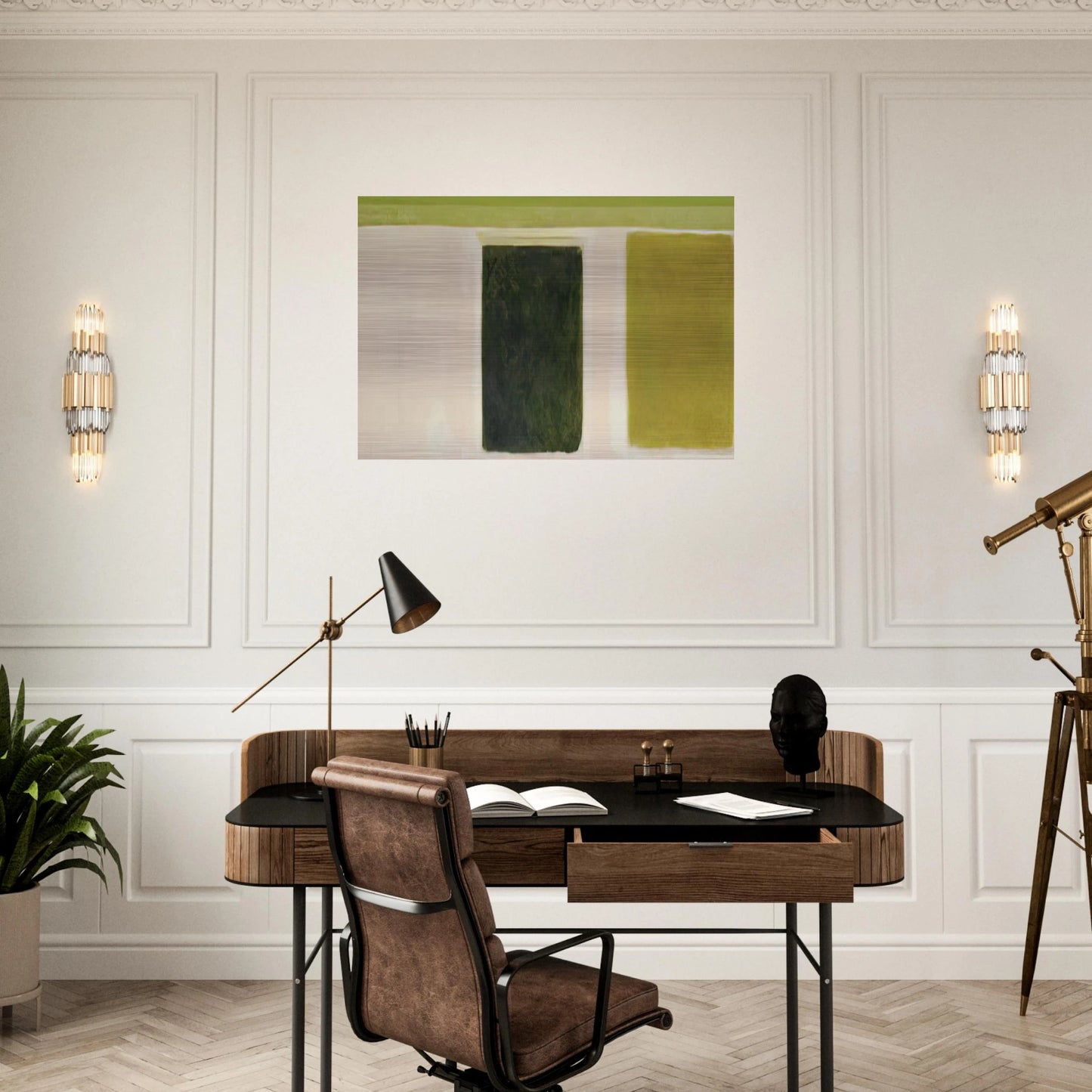 Double Green Sun-Box - 1967 - Theodoros Stamos Brushed Aluminum Print - 70x100 cm / 28x40 inches | Theodoros Stamos Aluminum Print | Theodoros Stamos Prints