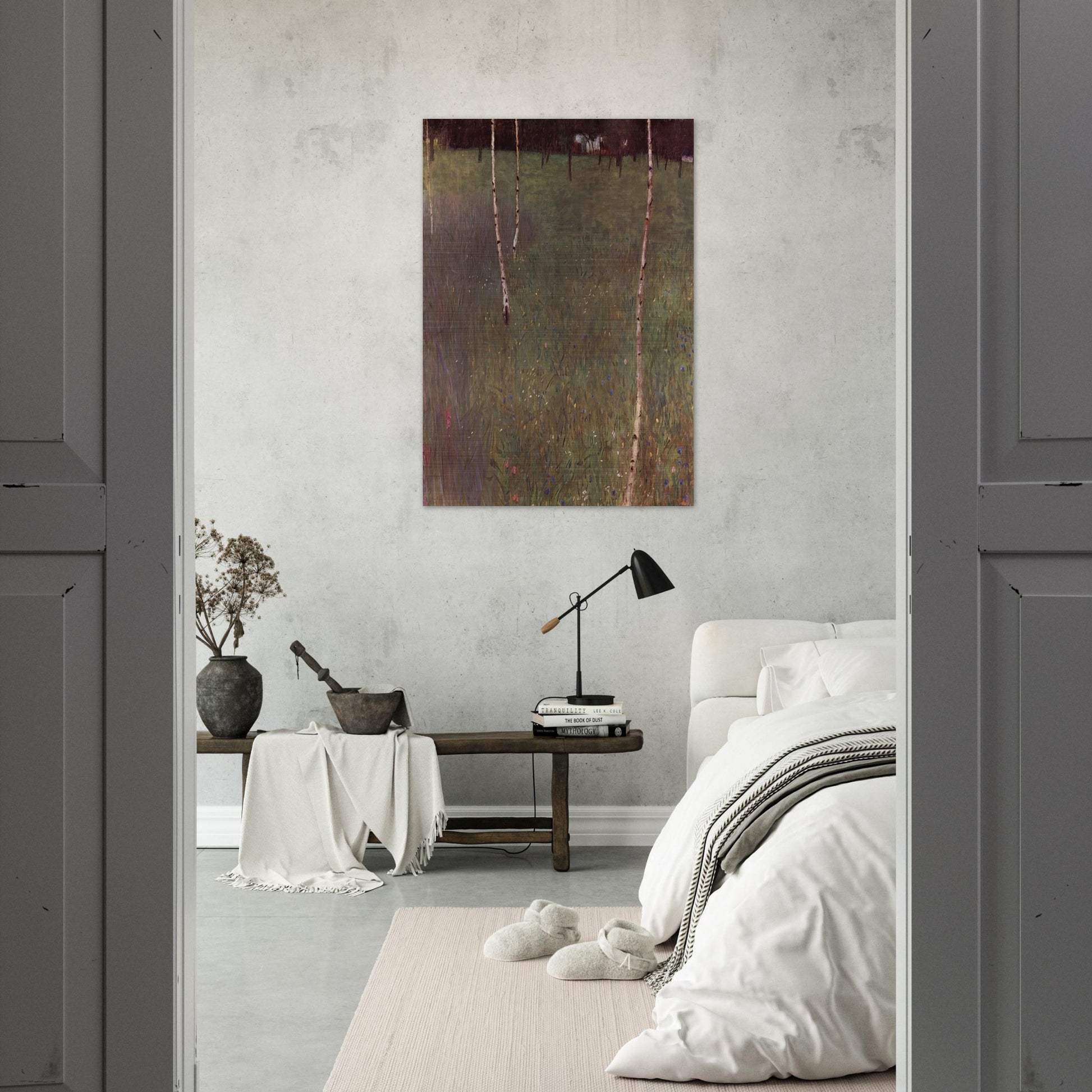 FARMHOUSES WITH BIRCH TREES - Gustav Klimt Brushed Aluminum Print - 70x100 cm / 28x40 inches | Gustav Klimt Aluminum Print | Gustav Klimt Prints