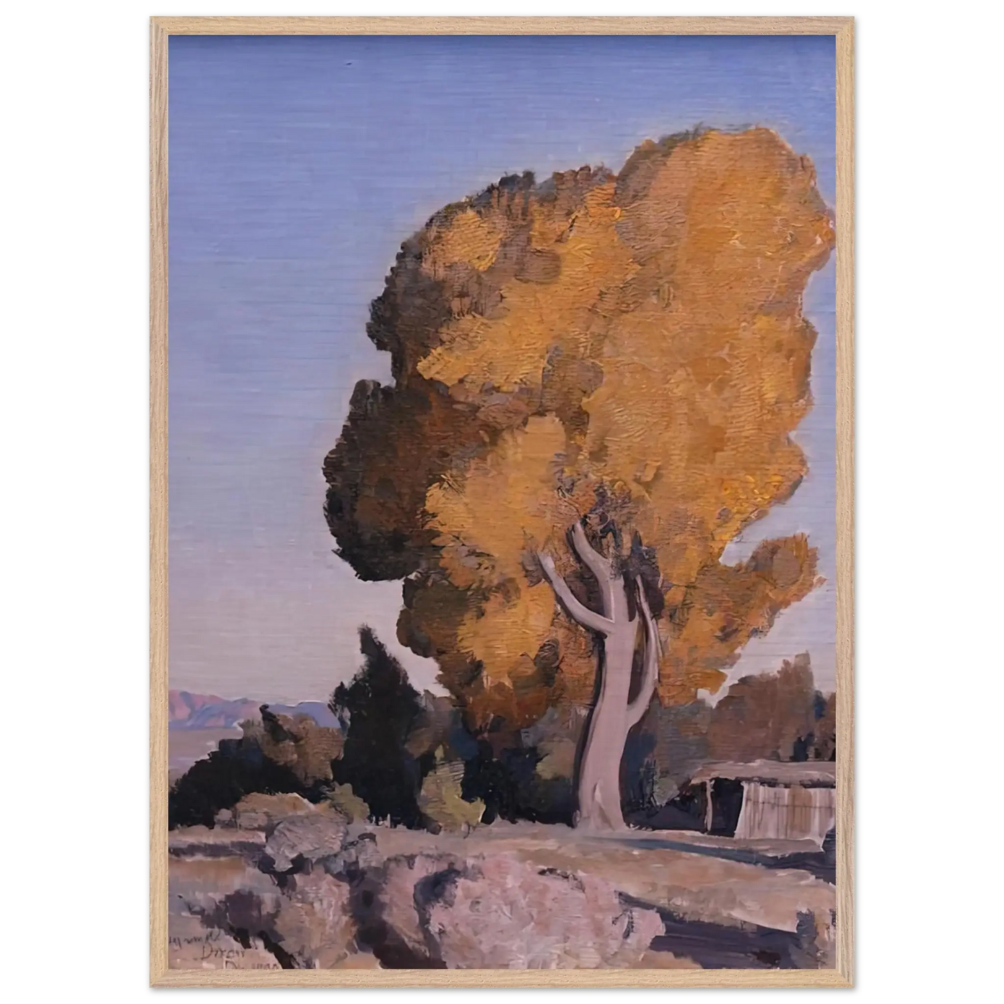 Maynard Dixon - LOW COUNTRY COTTONWOOD 1940 Wall art - 21x29.7 cm / 8x12" - Premium Wooden Framed Poster With Fine Art Paper - Black frame