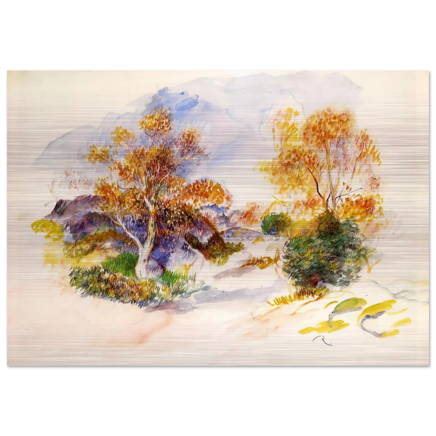 Landscape with Trees - Pierre-Auguste Renoir Brushed Aluminum Print - 70x100 cm / 28x40 inches | Pierre-Auguste Renoir Aluminum Print | Pierre-Auguste Renoir Prints