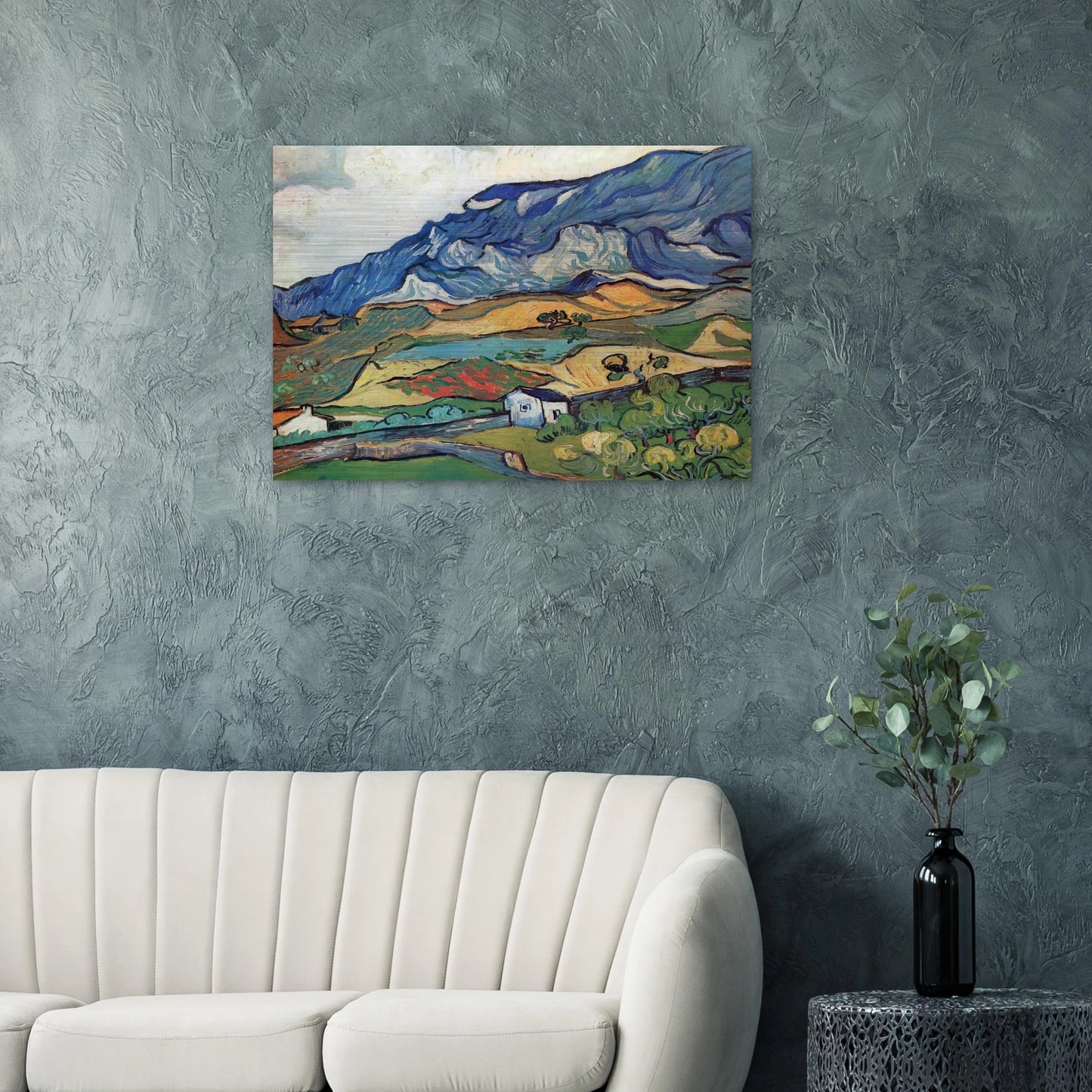 Les Alpilles, Mountain Landscape near South-Reme - Vincent van Gogh Brushed Aluminum Print - 70x100 cm / 28x40 inches | Vincent van Gogh Aluminum Print | Vincent van Gogh Prints