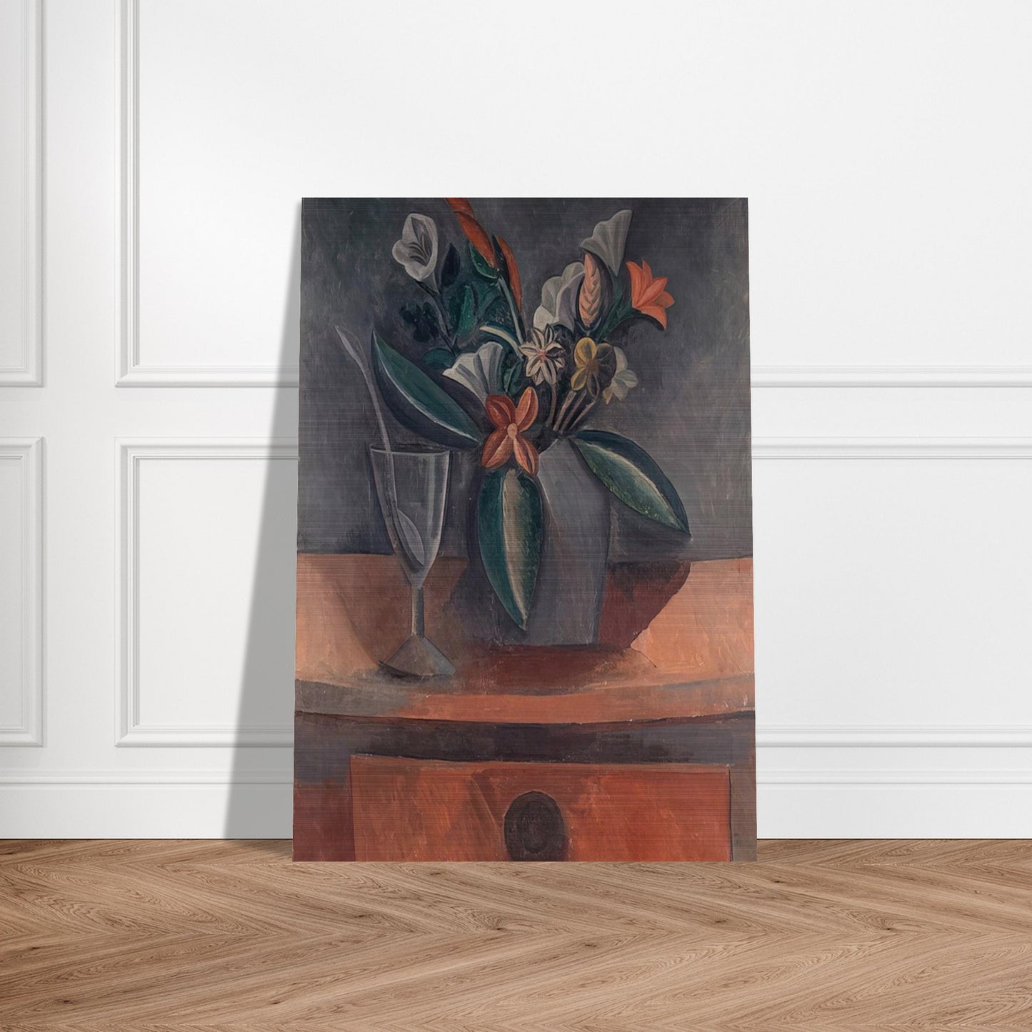 Flowers in a Grey Jar - 1908 - Pablo Picasso Brushed Aluminum Print - 70x100 cm / 28x40 inches | Pablo Picasso Aluminum Print | Pablo Picasso Prints