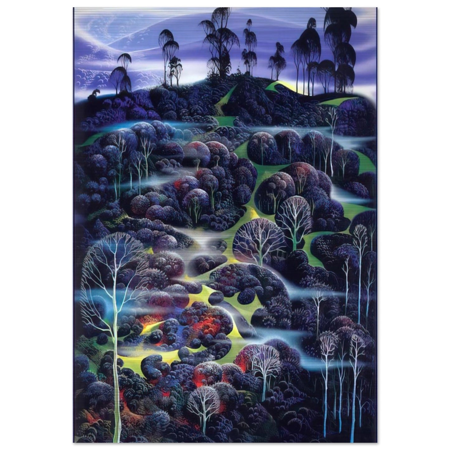 Solemn Solitude - Eyvind Earle Brushed Aluminum Print - 70x100 cm / 28x40 inches | Eyvind Earle Aluminum Print | Eyvind Earle Prints