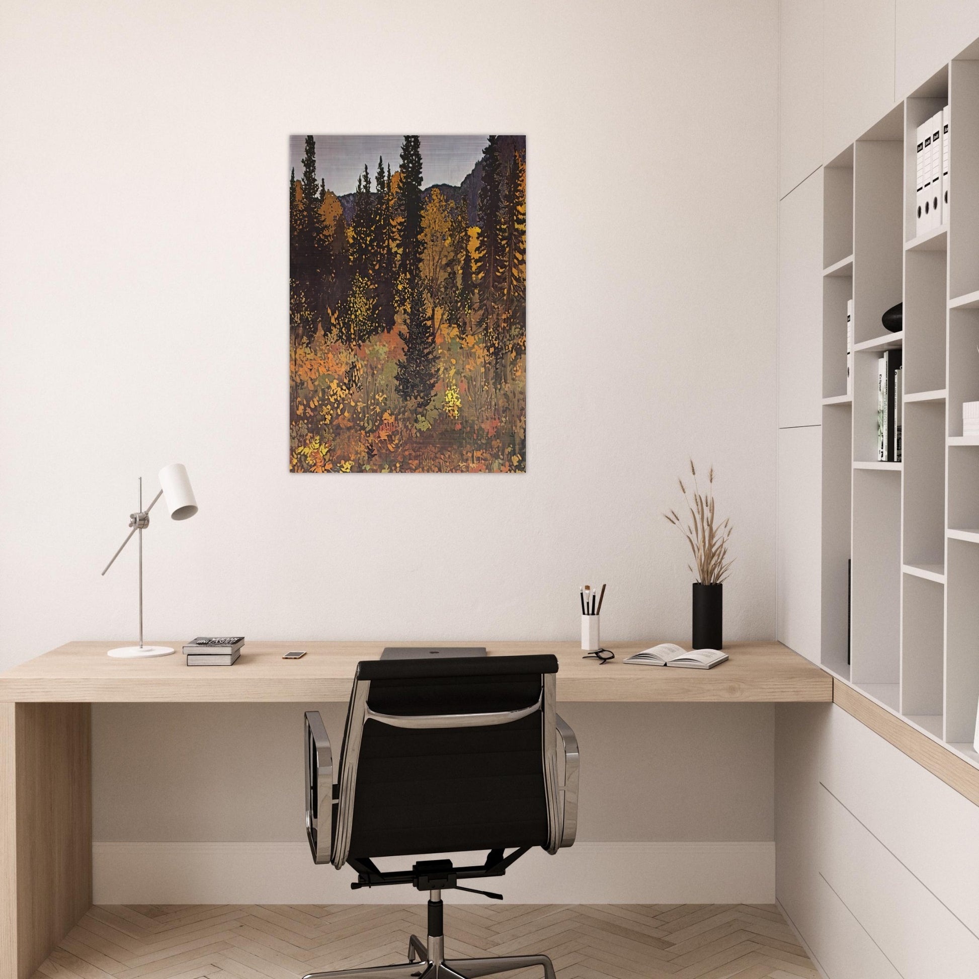 The Dark Woods Interior - 1921 - Frank Johnston Brushed Aluminum Print - 70x100 cm / 28x40 inches | Frank Johnston Aluminum Print | Frank Johnston Prints