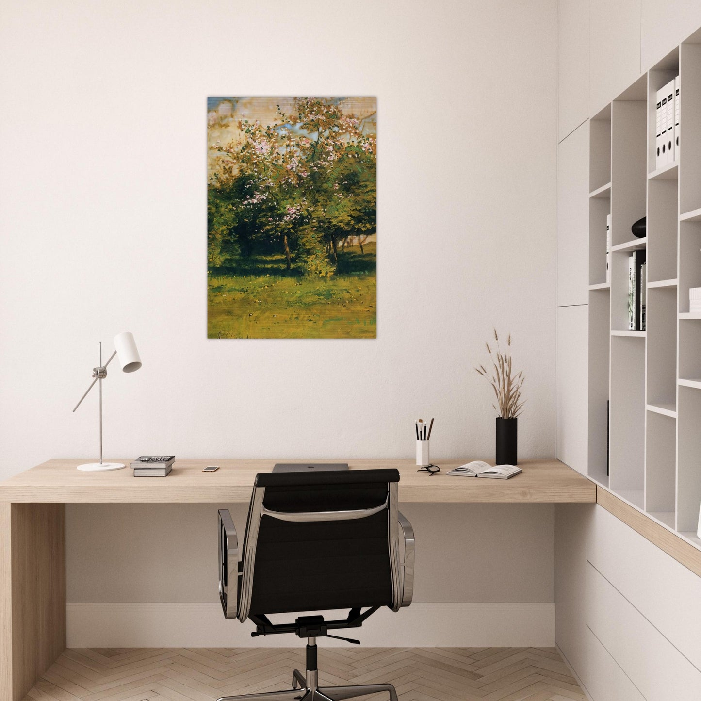 Blossoming Trees - Childe Hassam Brushed Aluminum Print - 70x100 cm / 28x40 inches | Childe Hassam Aluminum Print | Childe Hassam Prints