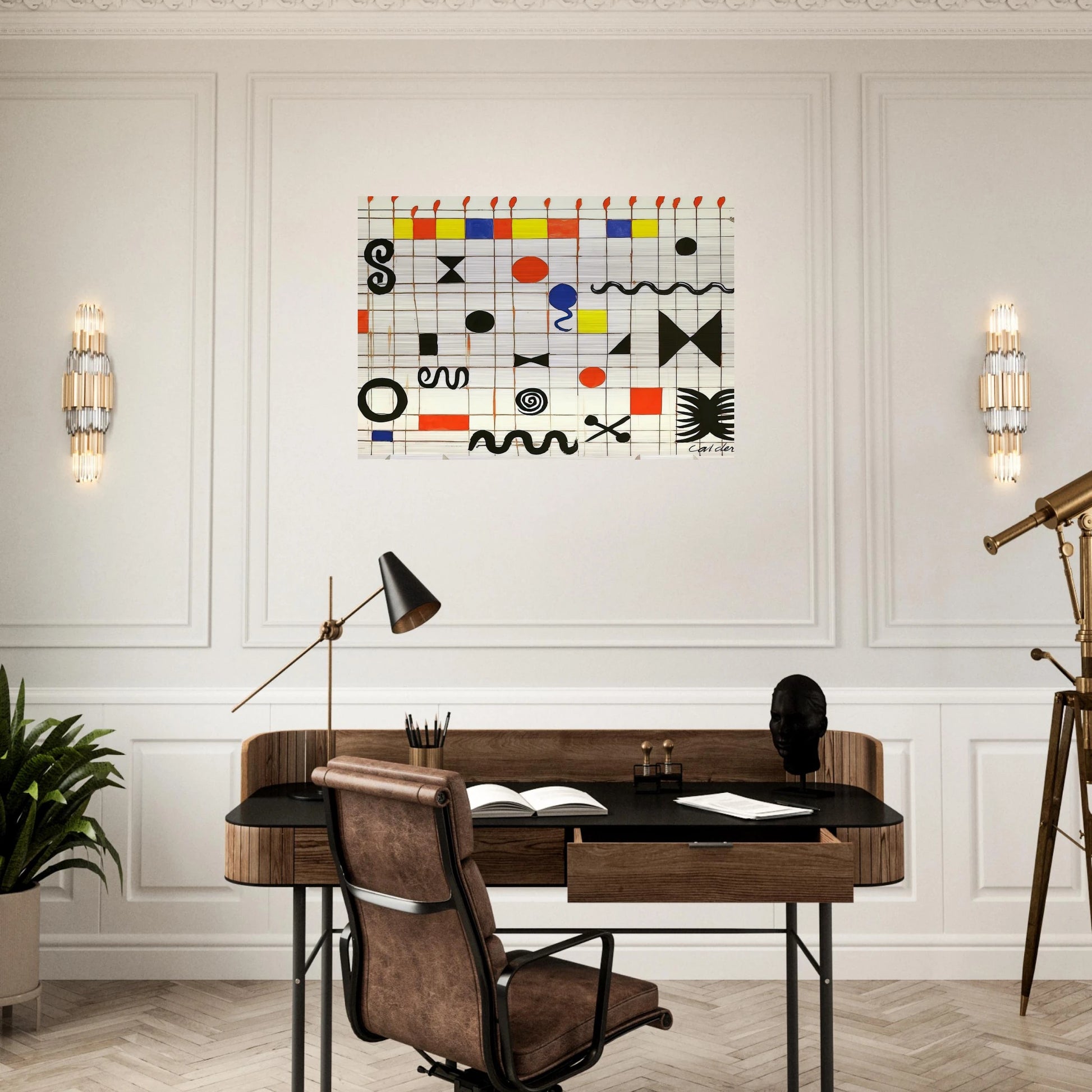 GRID WITH SYMBOLS 1966 - Alexander Calder Brushed Aluminum Print - 70x100 cm / 28x40 inches | Alexander Calder Aluminum Print | Alexander Calder Prints