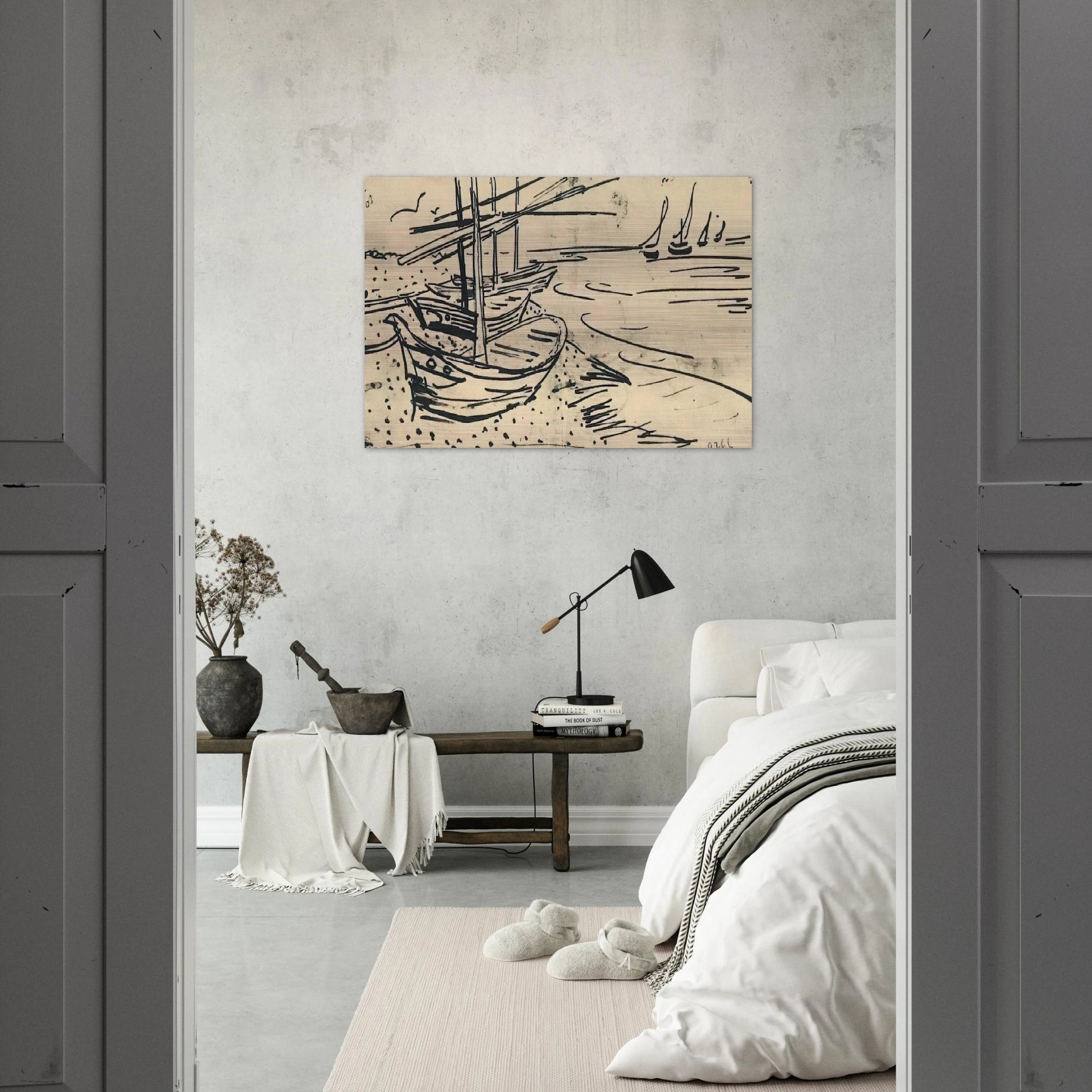 Fishing Boats on the Beach - Vincent van Gogh Brushed Aluminum Print - 70x100 cm / 28x40 inches | Vincent van Gogh Aluminum Print | Vincent van Gogh Prints