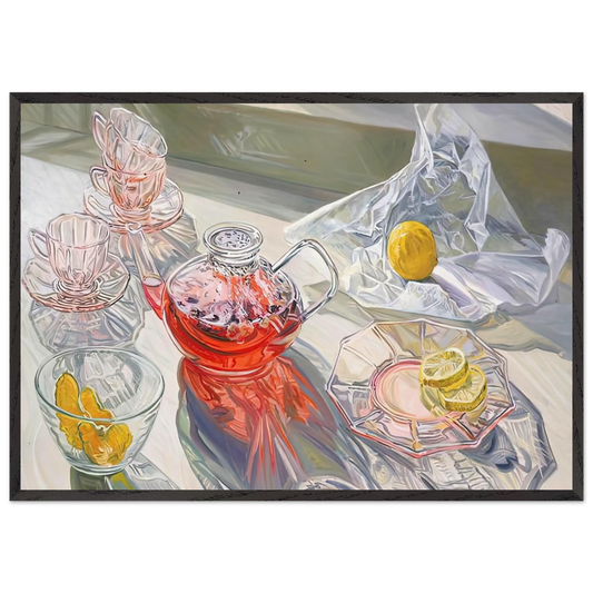 HERB TEA 1995 - Janet Fish 70x100 cm / 28x40 inches Framed Art Print – Black Wooden Frame
