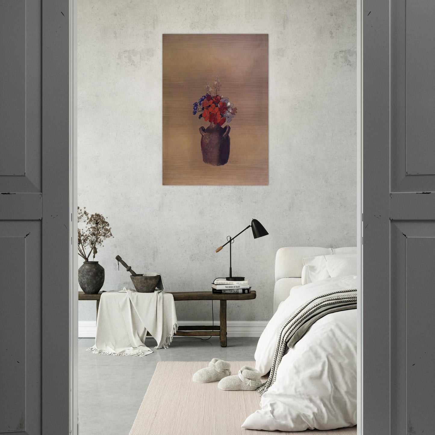 FLOWERS IN A VASE - Odilon Redon Brushed Aluminum Print - 70x100 cm / 28x40 inches | Odilon Redon Aluminum Print | Odilon Redon Prints