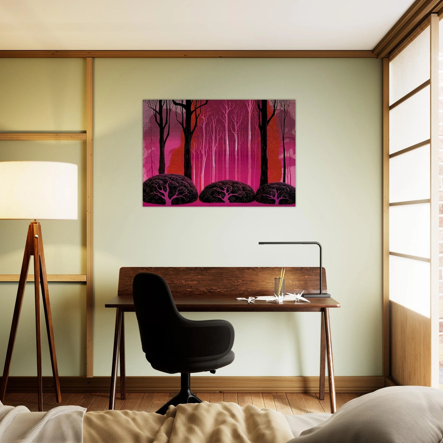 Crimson Glory - Eyvind Earle Brushed Aluminum Print - 70x100 cm / 28x40 inches | Eyvind Earle Aluminum Print | Eyvind Earle Prints