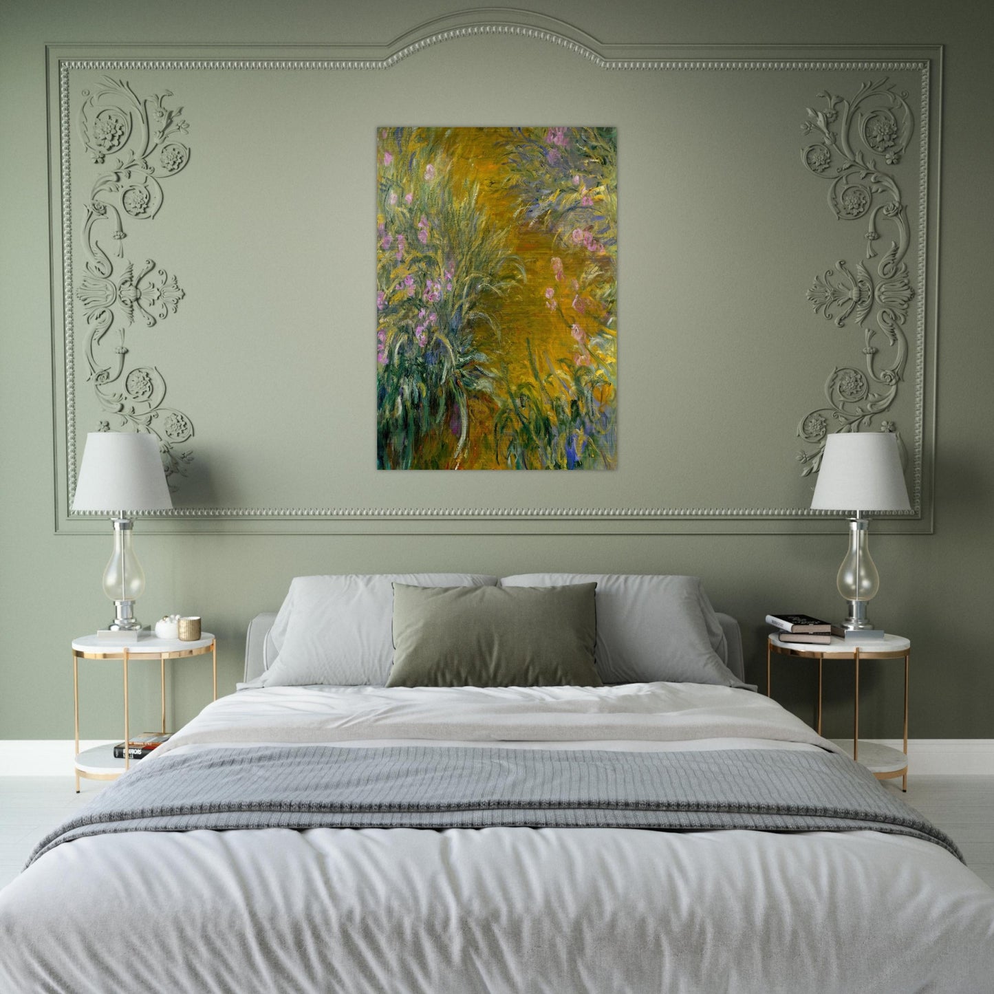 Path through the Irises 01 - claude monet Brushed Aluminum Print - 70x100 cm / 28x40 inches | claude monet Aluminum Print | claude monet Prints