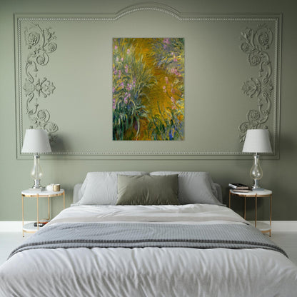 Path through the Irises 01 - claude monet Brushed Aluminum Print - 70x100 cm / 28x40 inches | claude monet Aluminum Print | claude monet Prints