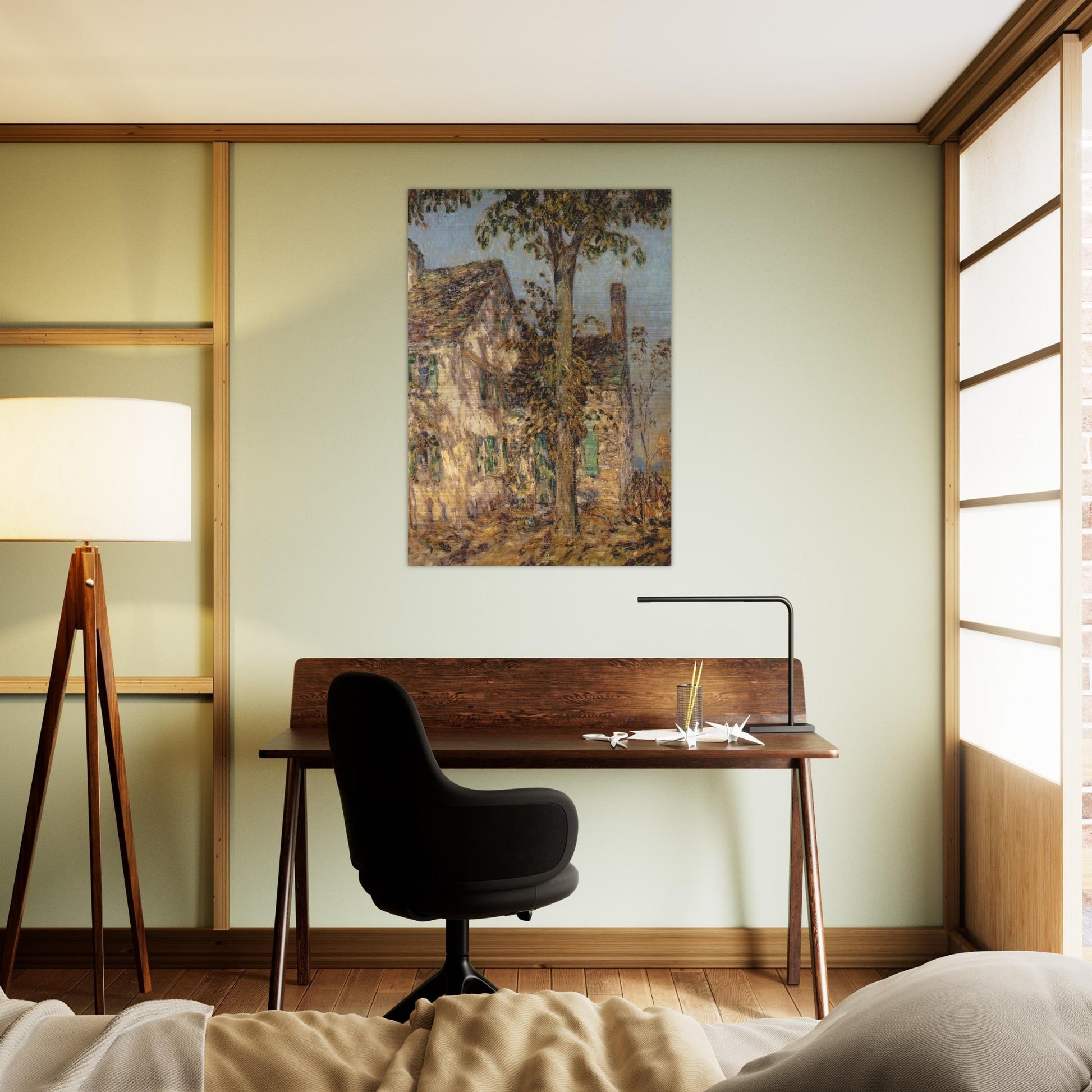 Sunlight on an Old House, Putnam - Childe Hassam Brushed Aluminum Print - 70x100 cm / 28x40 inches | Childe Hassam Aluminum Print | Childe Hassam Prints