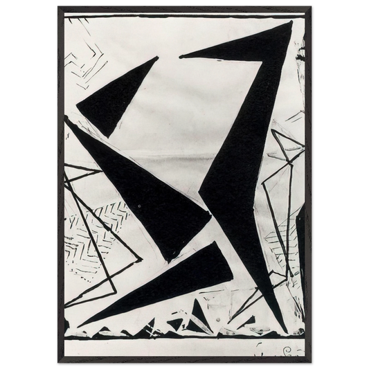 Study in black and white - Frantisek Kupka 70x100 cm / 28x40 inches Framed Art Print – Black Wooden Frame