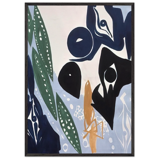 Hellblau im Licht - 1965 - Ernst Wilhelm Nay 70x100 cm / 28x40 inches Framed Art Print – Black Wooden Frame
