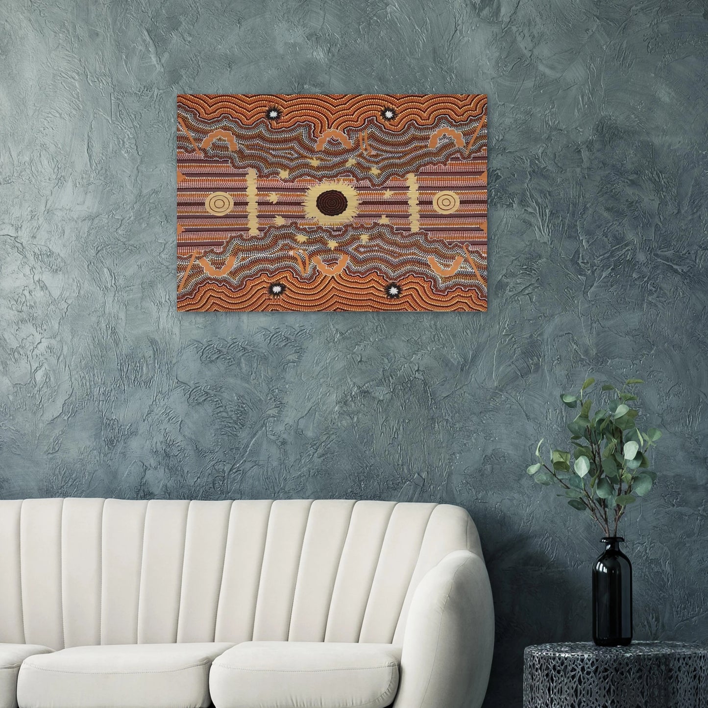 Untitled - 1990 - Clifford Possum Tjapaltjarri Brushed Aluminum Print - 70x100 cm / 28x40 inches | Clifford Possum Tjapaltjarri Aluminum Print | Clifford Possum Tjapaltjarri Prints