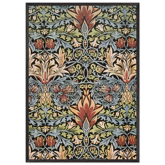 SNAKESHEAD PRINTED TEXTILE 1876 - William Morris 70x100 cm / 28x40 inches Framed Art Print – Black Wooden Frame