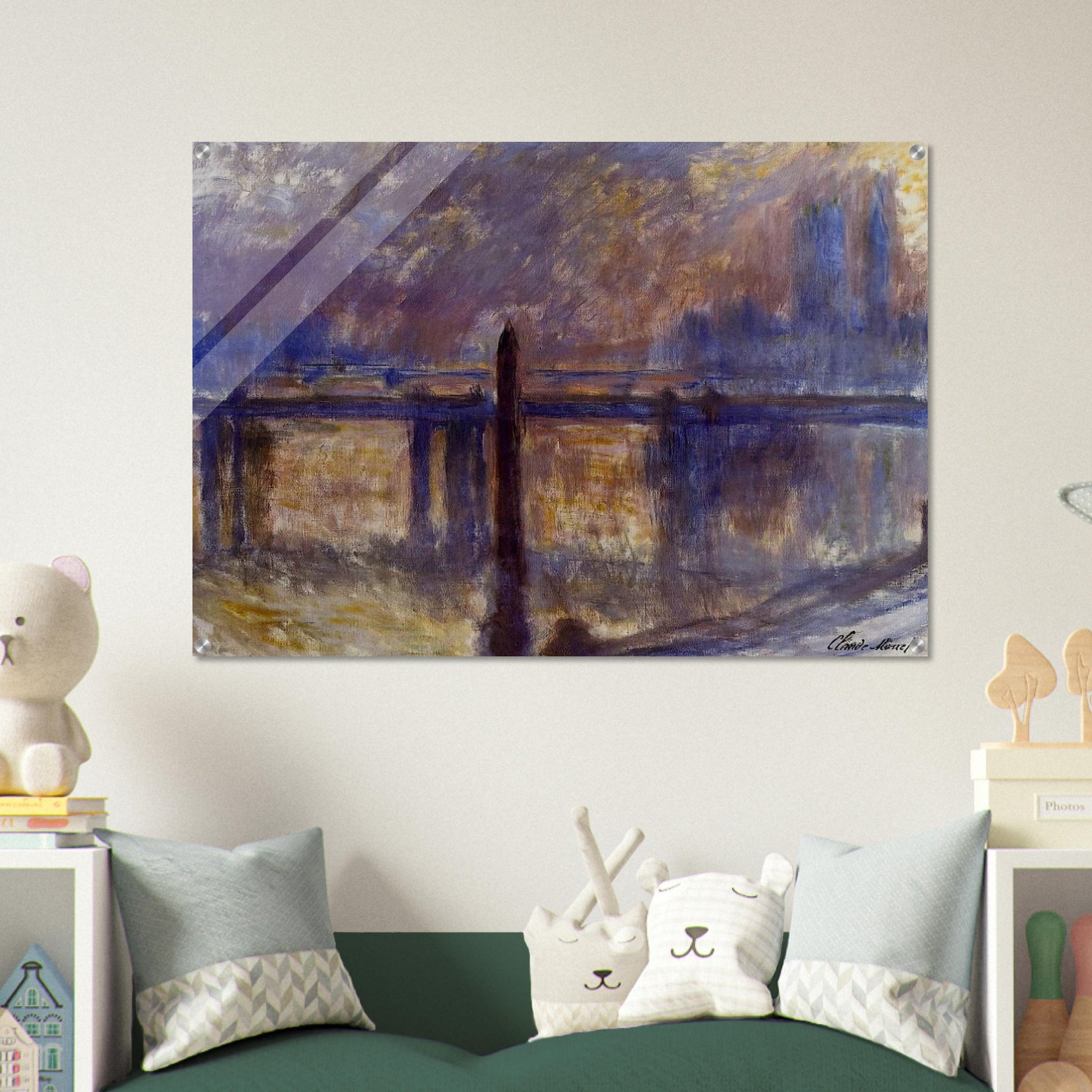 Charing Cross Bridge, Cleopatra's Needle - claude monet Acrylic Print - 70x100 cm / 28x40″ inches