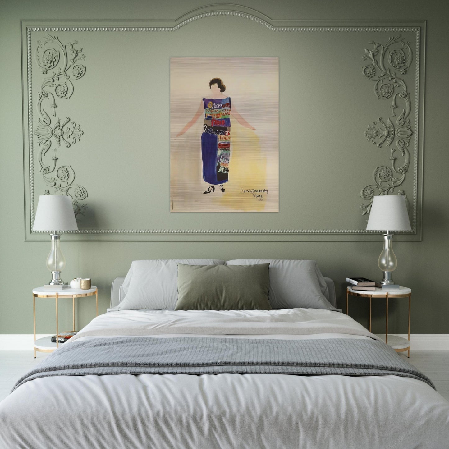 ROBE POEME OUBLIONS LES OISEAUX 1922 - Sonia Delaunay Brushed Aluminum Print - 70x100 cm / 28x40 inches | Sonia Delaunay Aluminum Print | Sonia Delaunay Prints