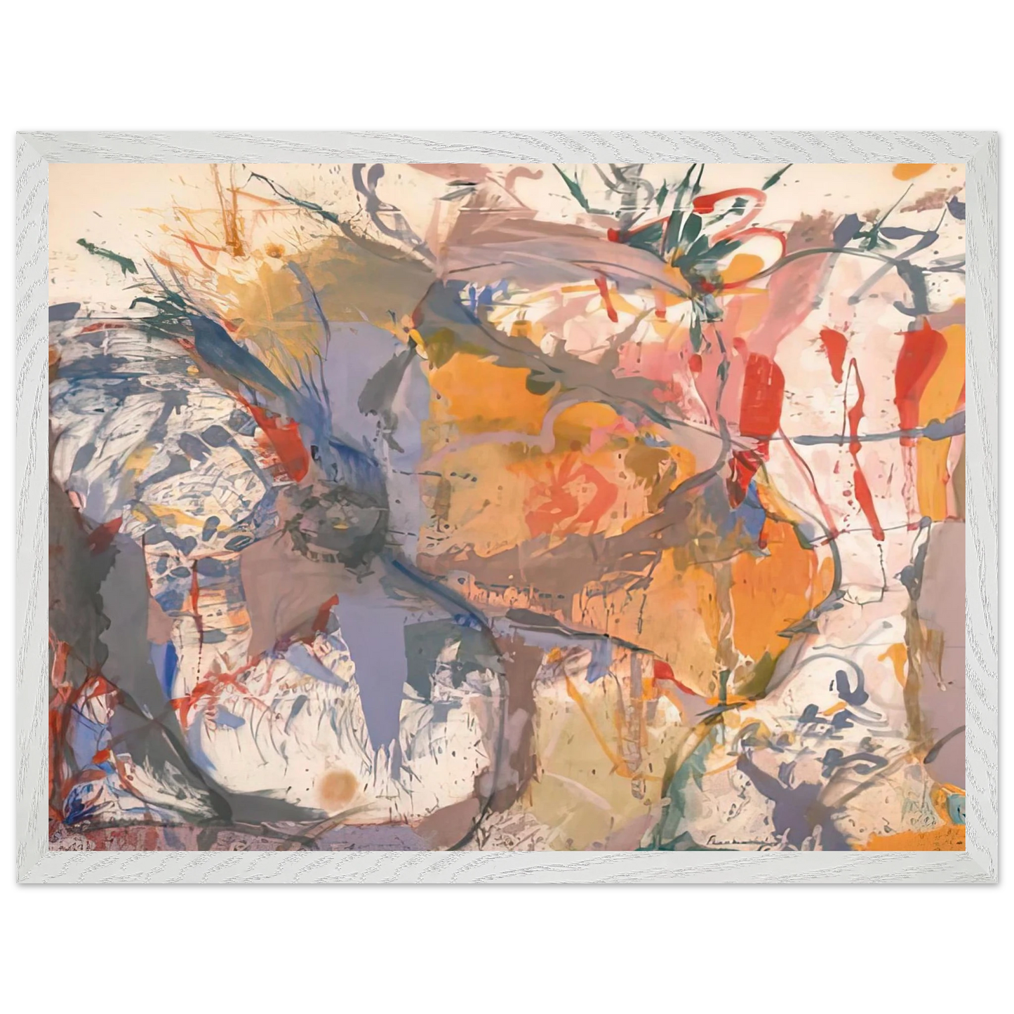 Helen Frankenthaler - Before the Caves, 1958- Wall Art - 60x80 cm / 24x32 inches - Premium Wooden Framed Poster With Fine Art Paper-canvas - White frame