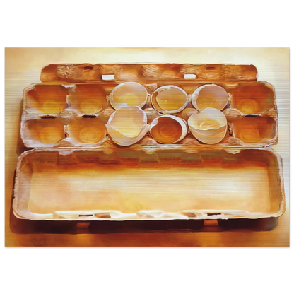 Eggs in an Egg Crate - 1975 - Mary Pratt Brushed Aluminum Print - 70x100 cm / 28x40 inches | Mary Pratt Aluminum Print | Mary Pratt Prints