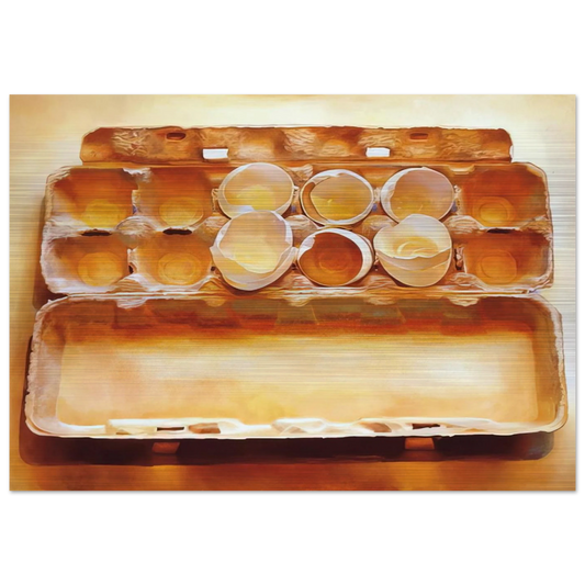 Eggs in an Egg Crate - 1975 - Mary Pratt Brushed Aluminum Print - 70x100 cm / 28x40 inches | Mary Pratt Aluminum Print | Mary Pratt Prints