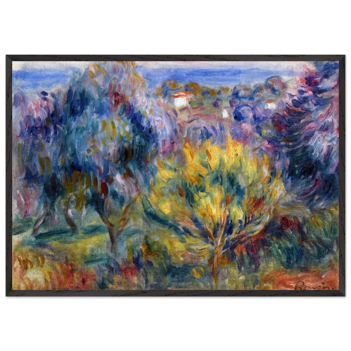 Landscape with a View of the Sea - Pierre-Auguste Renoir 70x100 cm / 28x40 inches Framed Art Print – Black Wooden Frame