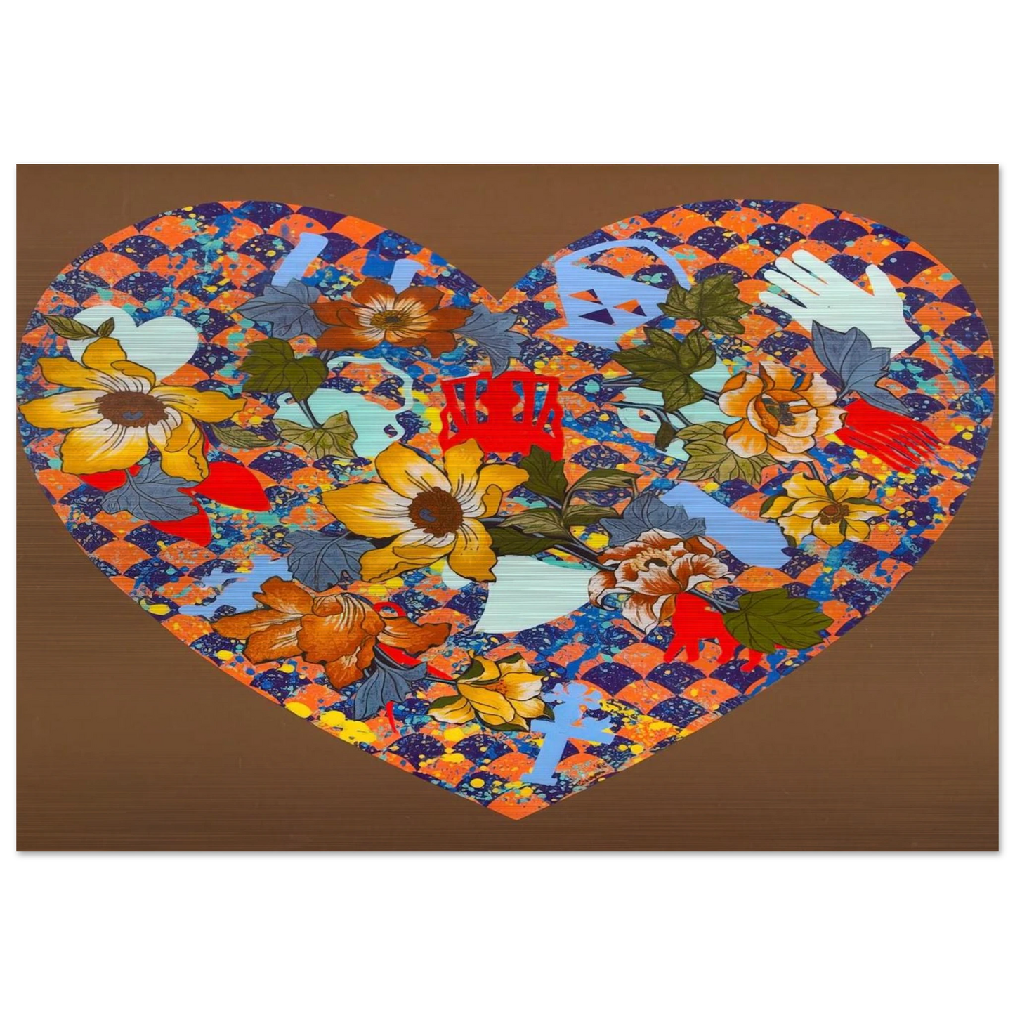 Our Stenciled Heart - 2008 - Miriam Schapiro Brushed Aluminum Print - 70x100 cm / 28x40 inches | Miriam Schapiro Aluminum Print | Miriam Schapiro Prints