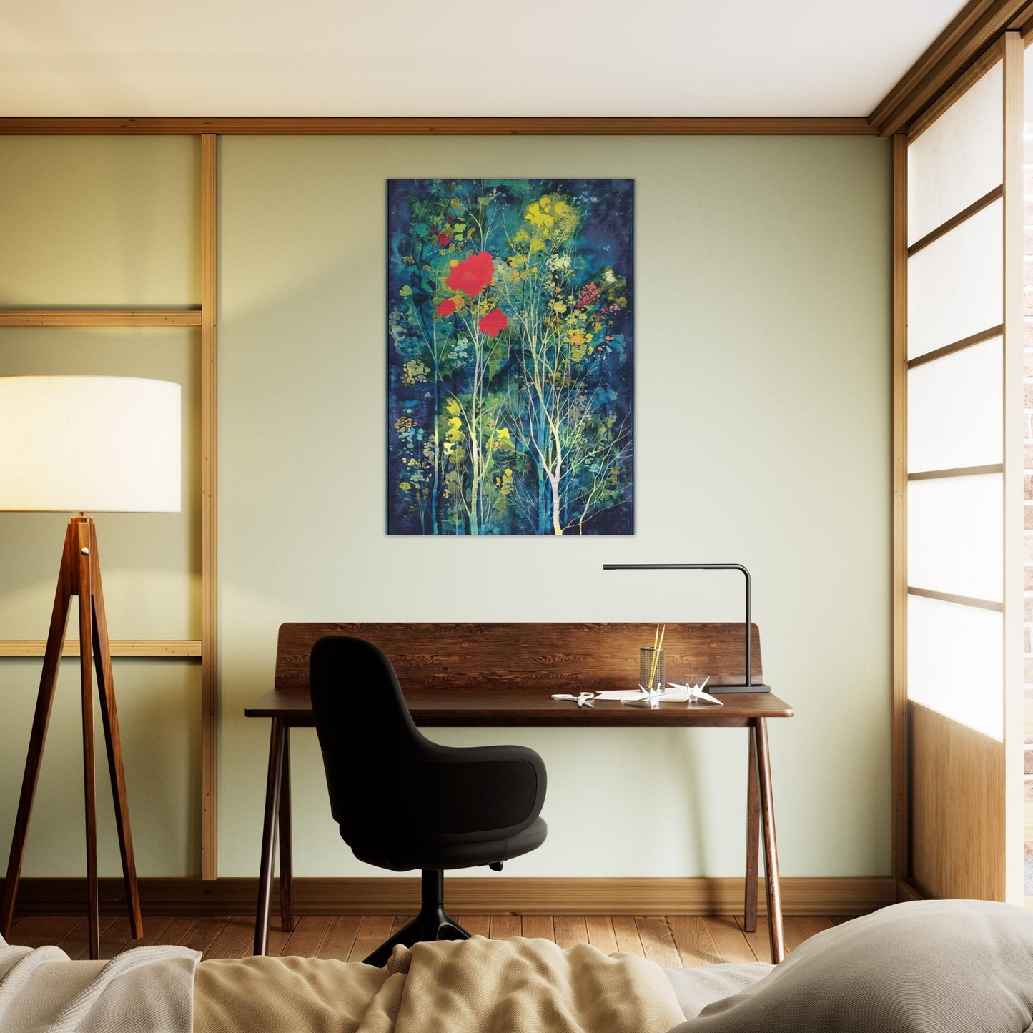 Poppies and Flowers - Eyvind Earle Brushed Aluminum Print - 70x100 cm / 28x40 inches | Eyvind Earle Aluminum Print | Eyvind Earle Prints