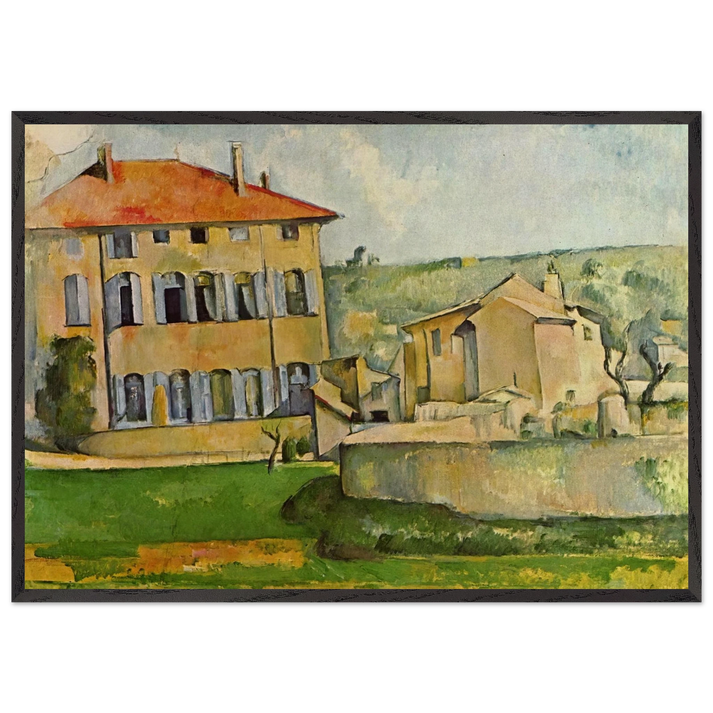 House and Farm at Jas de Bouffan - Paul Cezanne 70x100 cm / 28x40 inches Framed Art Print – Black Wooden Frame