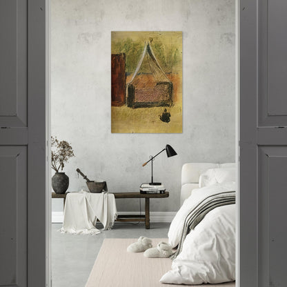 Bed with mosquito nets - Pablo Picasso Brushed Aluminum Print - 70x100 cm / 28x40 inches | Pablo Picasso Aluminum Print | Pablo Picasso Prints