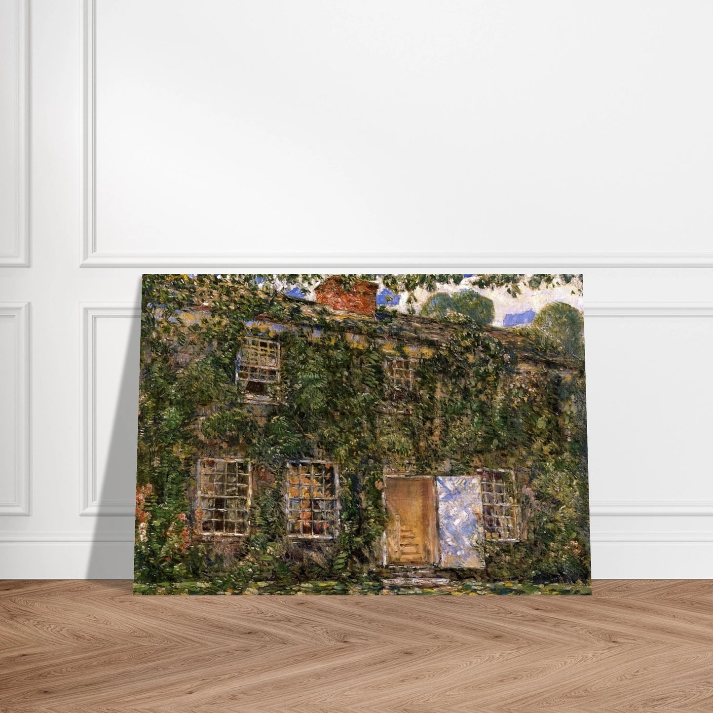 Home Sweet Home Cottage, East Hampton - Childe Hassam Brushed Aluminum Print - 70x100 cm / 28x40 inches | Childe Hassam Aluminum Print | Childe Hassam Prints