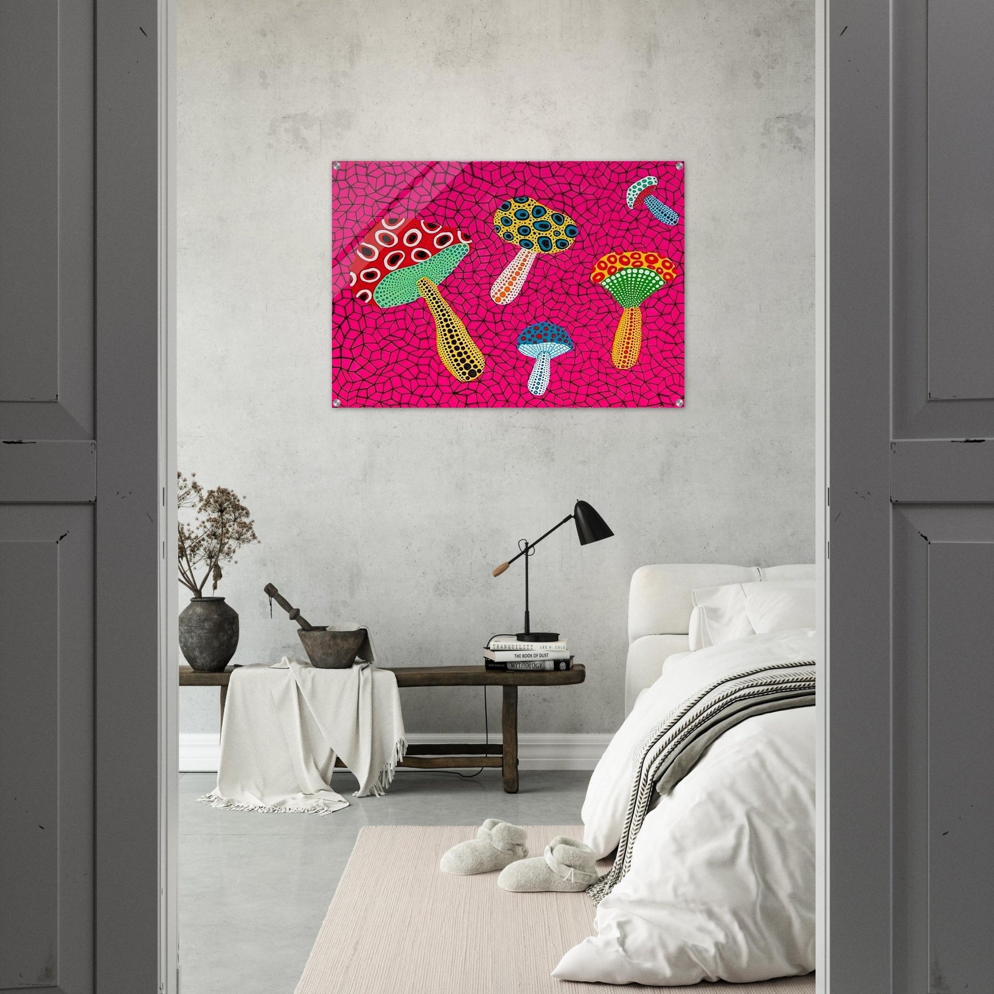 MUSHROOMS 1995 - Yayoi Kusama Acrylic Print - 70x100 cm / 28x40″ inches